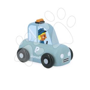 Drevené autíčko na tlačenie Polícia Wooden Police Car City Cross Roads Janod modré od 12 mes J05912