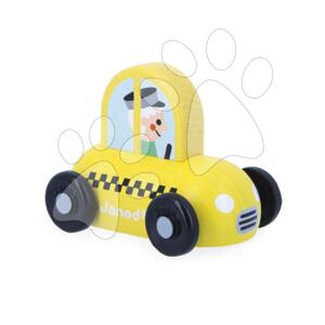 Drevené autíčko na tlačenie Taxi Wooden Taxi Car City Cross Roads Janod žlté od 12 mes J05914
