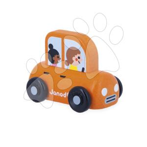 Drevené autíčko na tlačenie Rodinné auto Wooden Family Car City Cross Roads Janod oranžové od 12 mes J05911