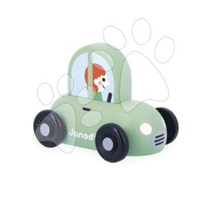 Drevené autíčko na tlačenie Hatchback Green Wooden Car City Cross Roads Janod zelené od 12 mes J05913