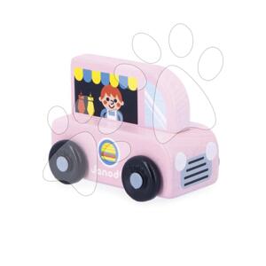 Drevené autíčko na tlačenie Wooden Food Truck City Cross Roads Janod ružové od 12 mes J05915
