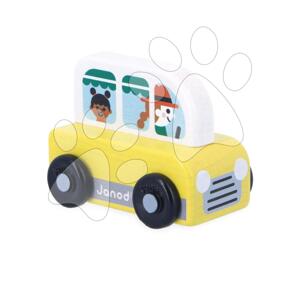 Drevené autíčko na tlačenie dodávka Countryside Wooden Van Cross Roads Janod žlté od 12 mes J05936