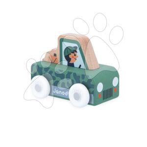 Drevené autíčko na tlačenie safari auto Mountain Valley Wooden All Terrain Car Cross Roads Janod zelené od 12 mes J05942