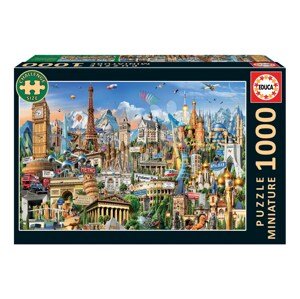Puzzle Symbols of Europe Miniature Educa miniatúrne 1000 dielov a Fix lepidlo