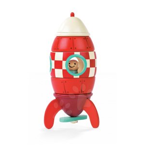 Janod skladačka z dreva Kit Magnet raketa 05207 červená