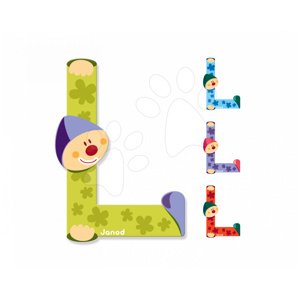 Janod drevené písmeno Clown Letter L 04553 modré zelené fialové oranžové