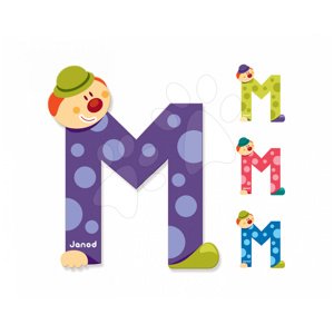 Janod drevené písmeno Clown Letter M 04554  modré zelené fialové ružové