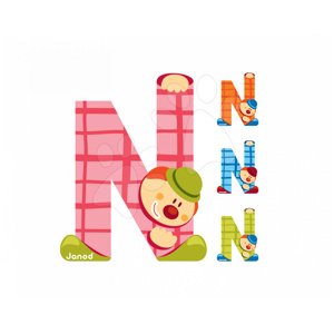Janod drevené písmeno Clown Letter N 04555 modré zelené oranžové ružové