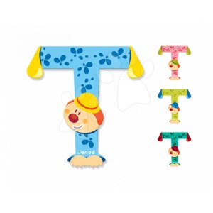 Janod drevené písmeno Clown Letter T 04561 zelené ružové modré tyrkysové