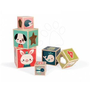 Janod drevená pyramída Baby Forest 6 kociek 08016
