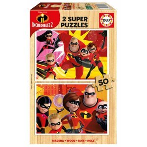 Drevené puzzle The incredibles 2 Educa Disney 2x 50 dielov