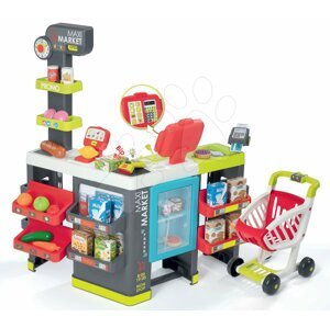 Smoby obchod zmiešaný tovar Maxi Market s chladničkou, elektronickou pokladňou a skenerom s 50 doplnkami 350215