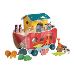 Drevená Noemova archa Noah's Shape Sorter Ark Tender Leaf Toys 23-dielna s postavičkami rozoberateľná od 18 mes