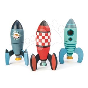 Drevené skladacie rakety Rocket Construction Tender Leaf Toys kreatívna hra 3 druhy 18 dielov