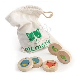 Drevené pexeso Clever Cat Memory Tender Leaf Toys 20 krúžkov s 10 zvieratkami od 18 mes