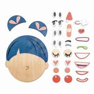 Drevená skladacia hlava What's Up? Tender Leaf Toys 32-dielna súprava s doplnkami na vyjadrenie výrazu