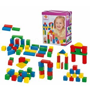 Drevené kocky Wooden Toy Blocks Eichhorn farebné 85 dielov v rôznych tvaroch od 12 mes