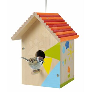 Drevená vtáčia búdka Outdoor Birdhouse Eichhorn Poskladaj a vymaľuj - so štetcom a farbami od 6 rokov