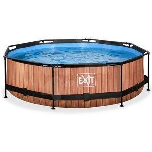 Bazén s filtráciou Wood pool Exit Toys kruhový oceľová konštrukcia 300*76 cm hnedý od 6 rokov