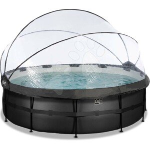 Bazén s krytom a pieskovou filtráciou Black Leather pool Exit Toys kruhový oceľová konštrukcia 450*122 cm čierny od 6 rokov