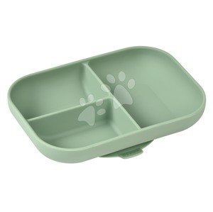 Tanier pre bábätká Silicone Suction Plate Beaba Sage Green zo silikónu rozdelený zelený od 4 mes