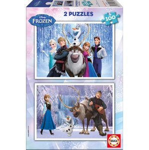 Puzzle pre deti Frozen - Ľadové kráľovstvo Educa 2x100 dielov 15767 farebné