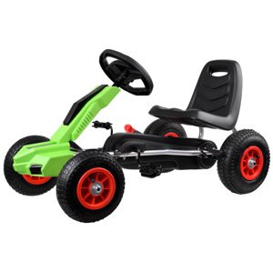 mamido Gokart na pedále pre deti, veľké nafukovacie kolesá, zelený Speed, s brzdou, skvelý darček