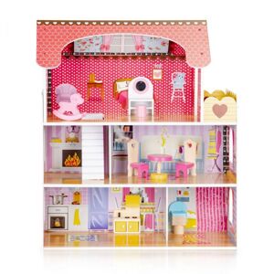 Ecotoys Ecotoys Drevený domček pre bábiky s nábytkom a osvetlením
