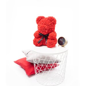 mamido Medvedík z ruží Rose Bear červený 40 cm