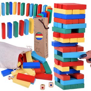 mamido Hra JENGA – vratká veža Farebné drevené kocky GR0627