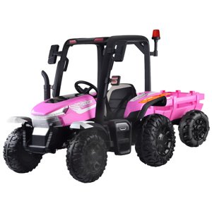 mamido Detský elektrický traktor s prívesom Blast 4x4 ružový