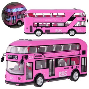 mamido Ružový poschodový autobus otváracie dvere zvuk ZA4748