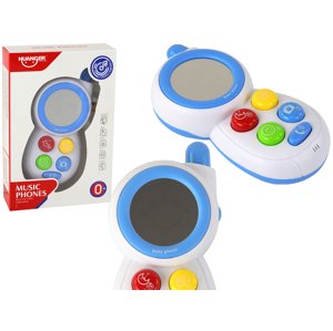 mamido Modrý detský interaktívny telefón so svetlami, zvukmi a zrkadlom