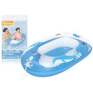 mamido Nafukovací modrý čln Delfín 102 x 69 cm Bestway 34037