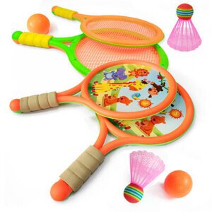 mamido Detské bedmintonové rakety dinosaury oranžová zelená