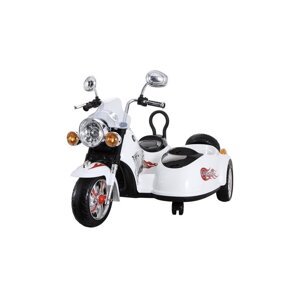 mamido Detská elektrická motorka Chopper s postranným vozíkom biela
