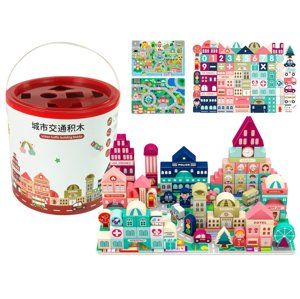mamido Drevené kocky mesto puzzle 100 dielov