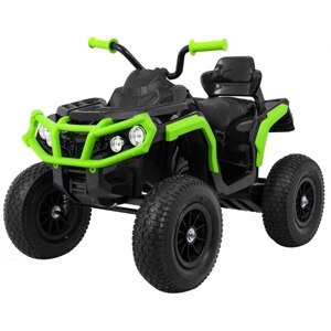 mamido Detská elektrická štvorkolka ATV nafukovacie kolesá čierno-zelená