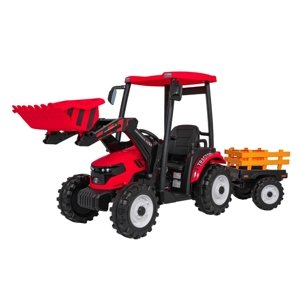 mamido Detský elektrický traktor MEGA D68 24V s prívesom červený