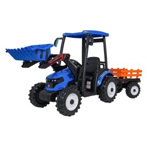 mamido Detský elektrický traktor MEGA D68 24V s prívesom modrý