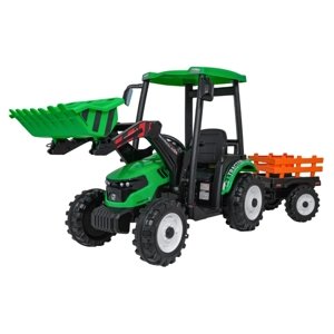mamido Detský elektrický traktor MEGA D68 24V s prívesom zelený