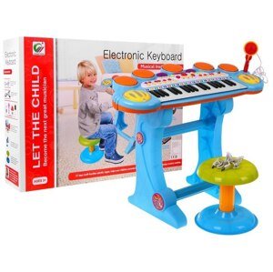mamido Detský keyboard s mikrofónom a stoličkou modrý