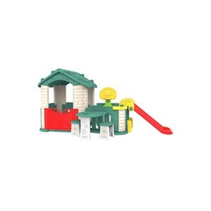 mamido Detský záhradný domček 5v1 so šmykľavkou a zelenou strechou
