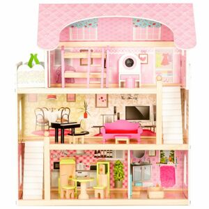 Ecotoys Ecotoys Drevený domček pre bábiky s nábytkom rozprávková rezidencie
