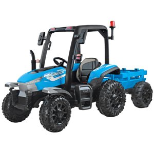 mamido Detský elektrický traktor s prívesom Blast 4x4 modrý