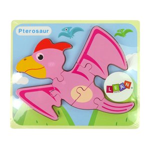 mamido Drevené puzzle dinosaurus pterodaktyl ružové pliosaury modrá