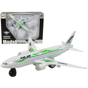 mamido Biele cestovné lietadlo so zelenými prvkami, poháňané svetlami a zvukmi