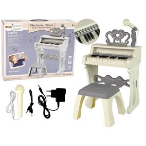 mamido Detský elektrický klavír so stoličkou biely