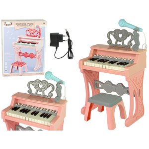 mamido Detský elektrický klavír so stoličkou ružový
