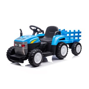 mamido Detský elektrický traktor New Holland s prívesom modrý